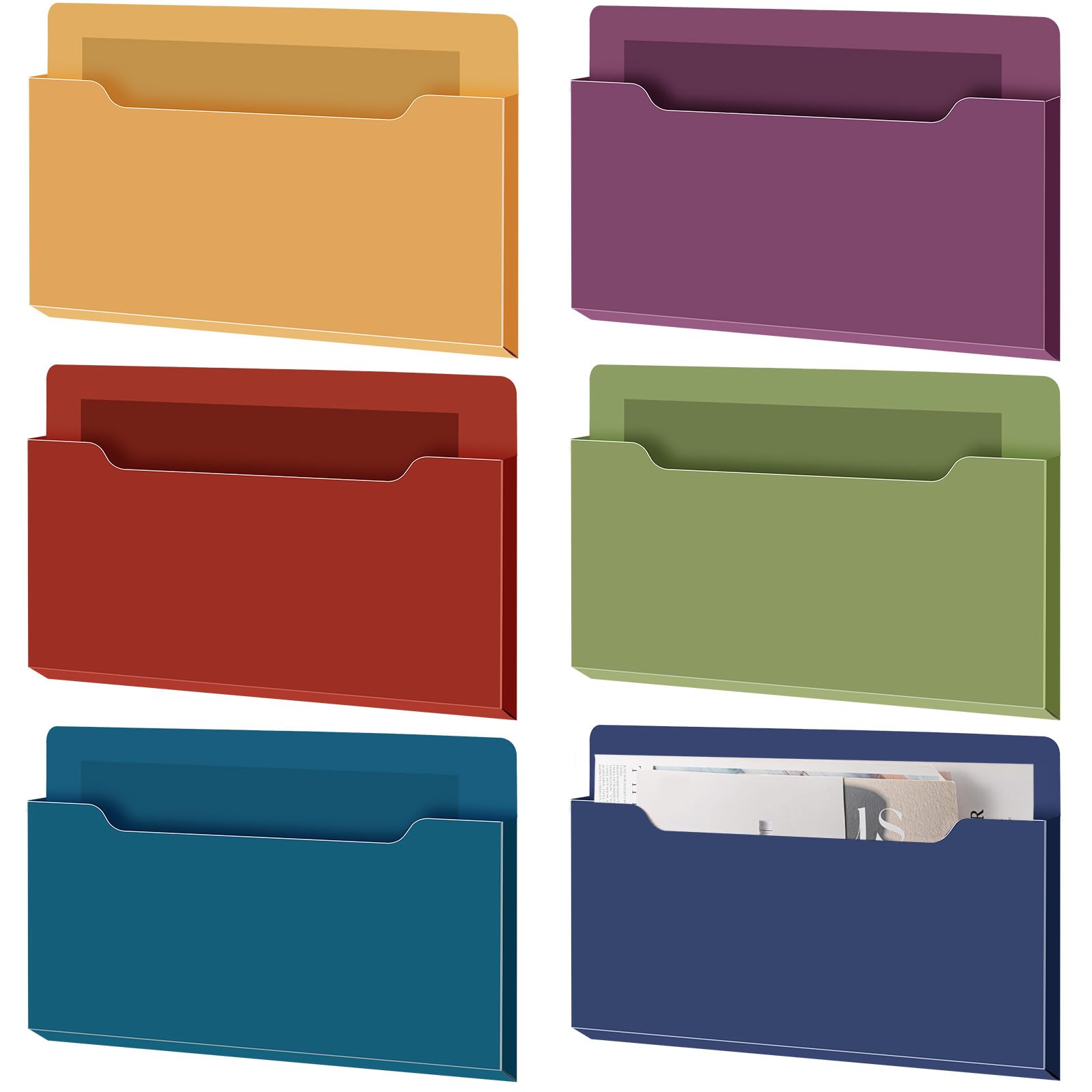 Fuutreo Magnetic Wall File Holder,6pcs,Dark Vintage,Horizontal-large