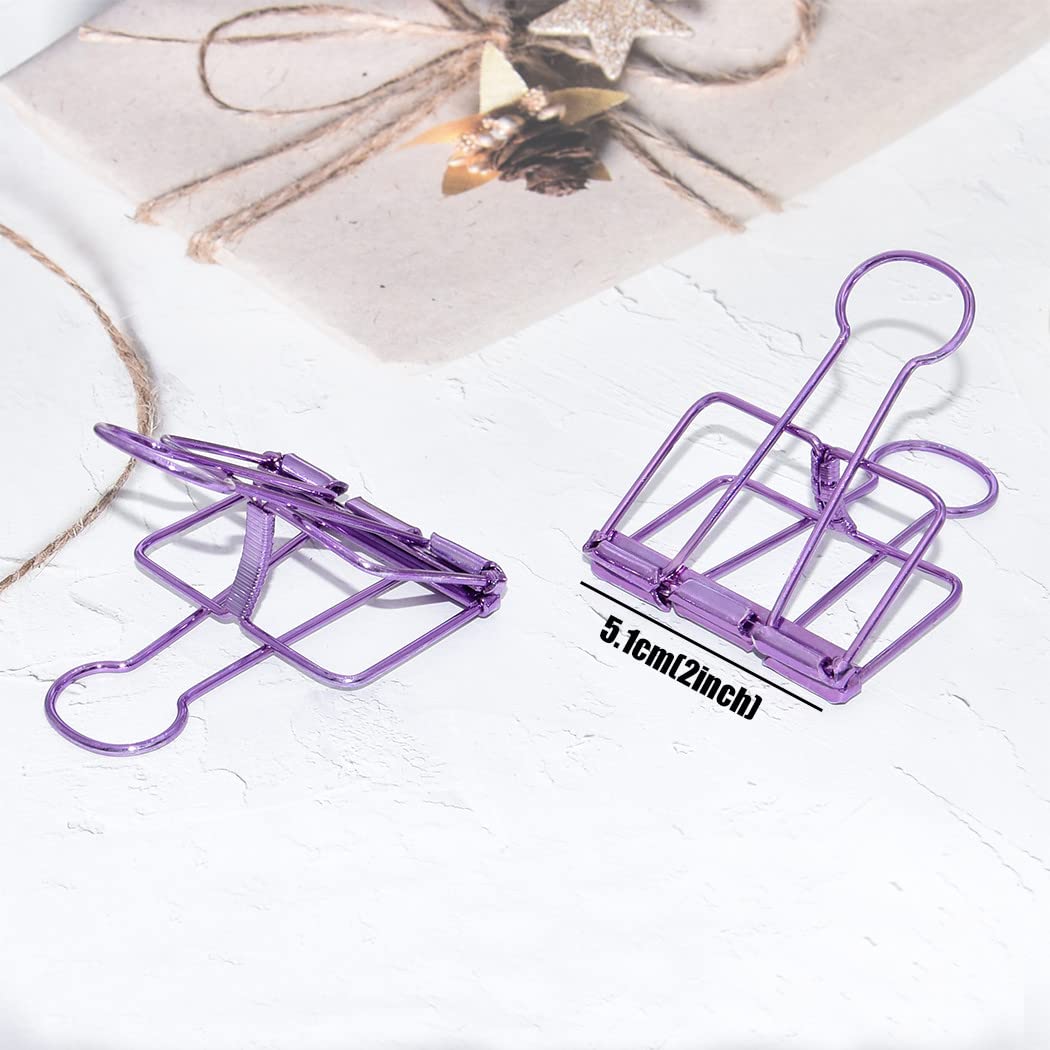 Extra Large Binder Clips 2 Inch, Big Paper Clamps Purple for Office School Supplies (15Pcs)