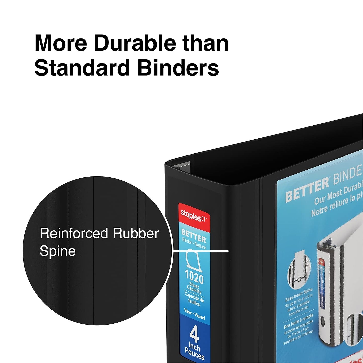 Staples Better 4-Inch D-Ring View Binder, Black, 800 Sheets
