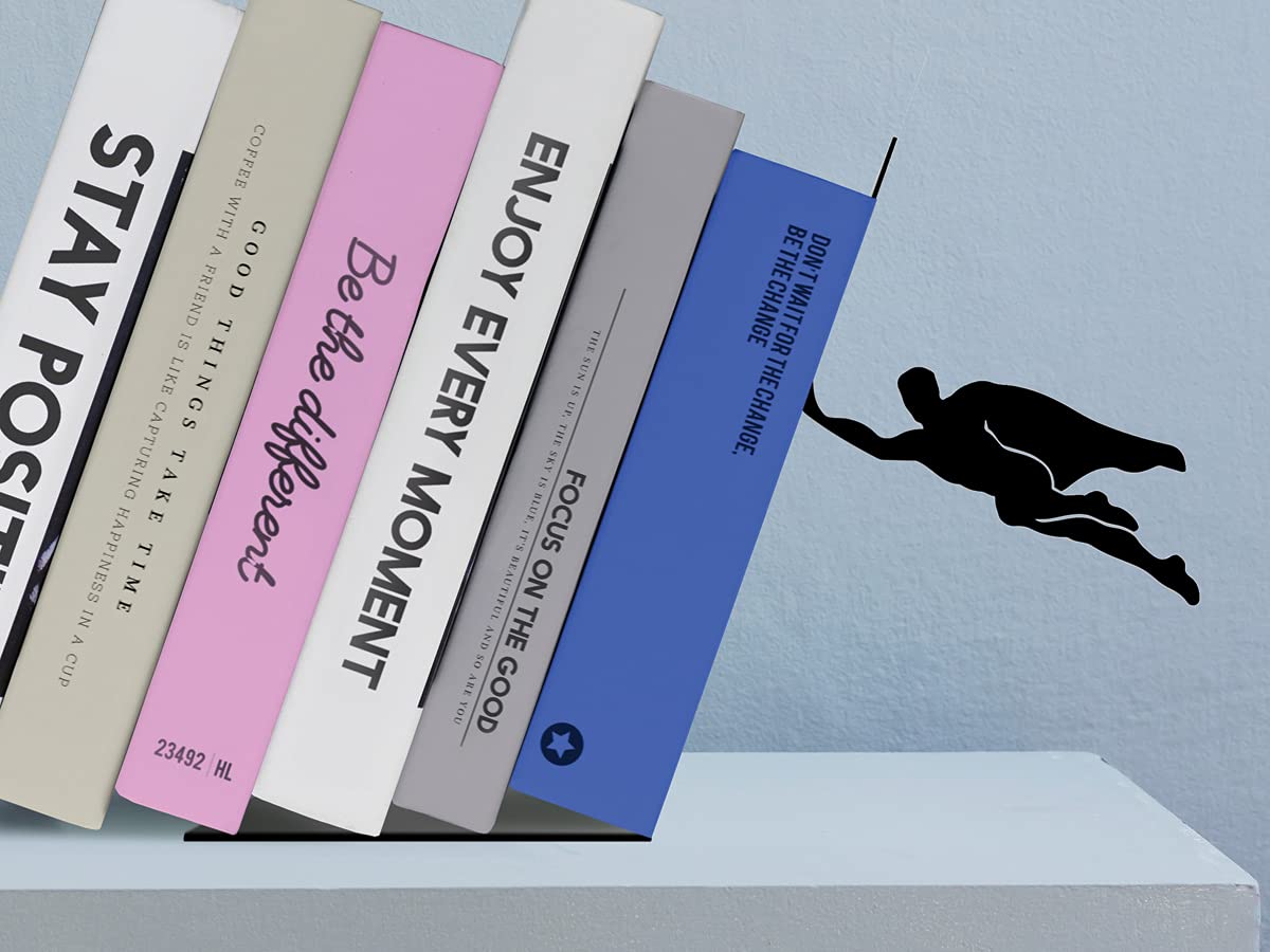I-TOTAL® - Cute Metal Book Stand, Bookend/Bookends for Shelf/Table (Superhero)