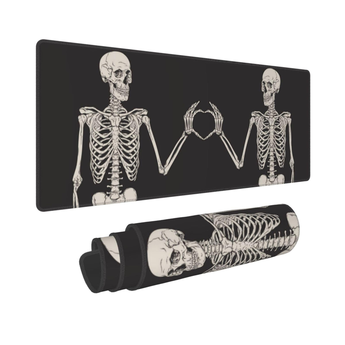 Halloween Funny Skull Skeleton Love Large Gaming Mouse Pad, Extended Big Keyboard Mouse Mat, Long