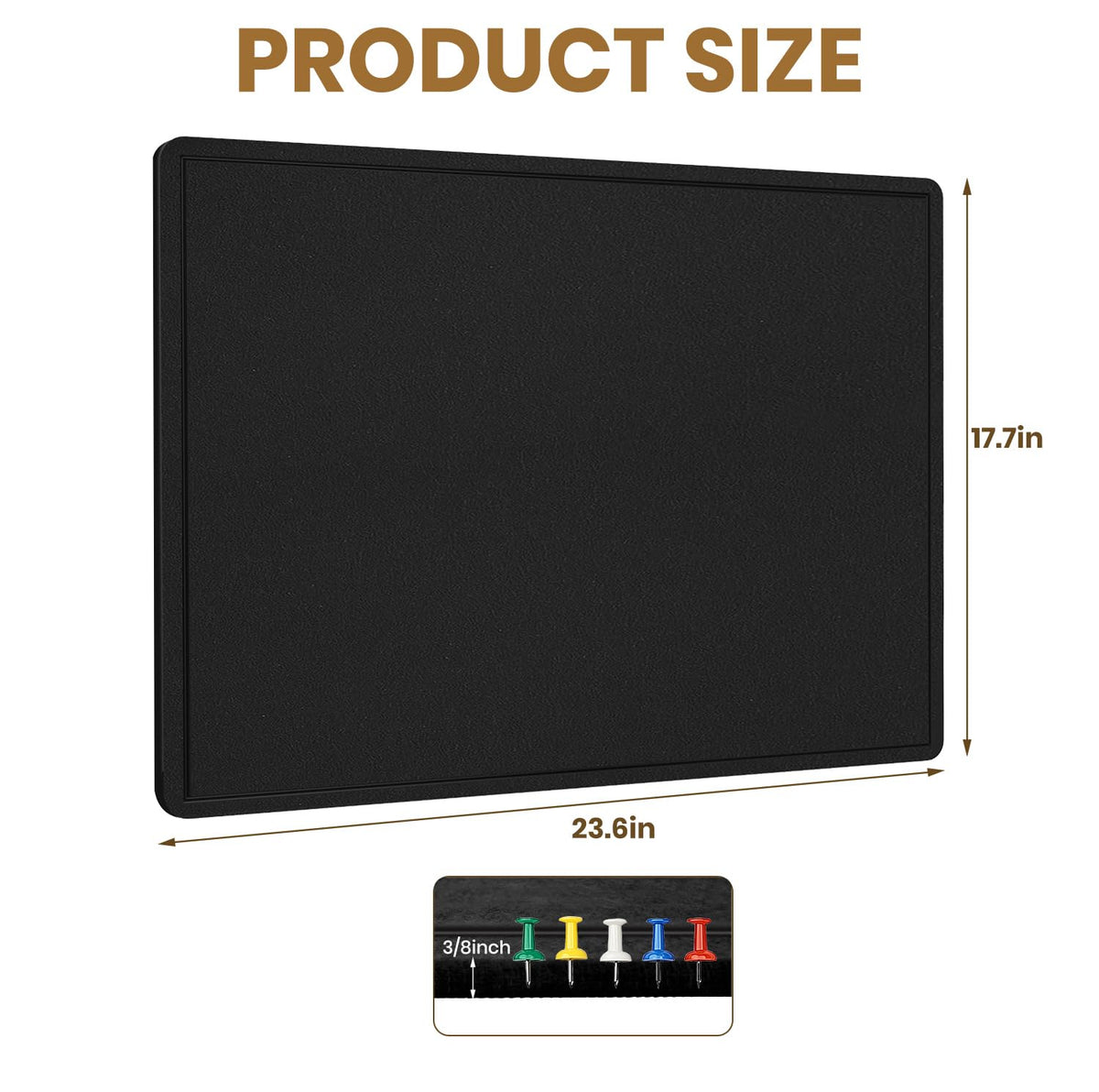 Bulletin Board 24" x 18" Felt Cork Board - Decorative Pin Board, Black
