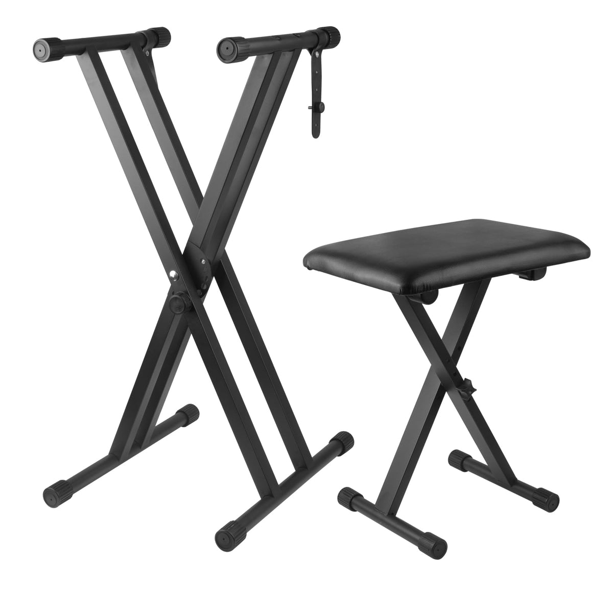 Bazayona Keyboard Stand Piano Bench Set, Double X Adjustable Keyboard Stand Piano Stand with