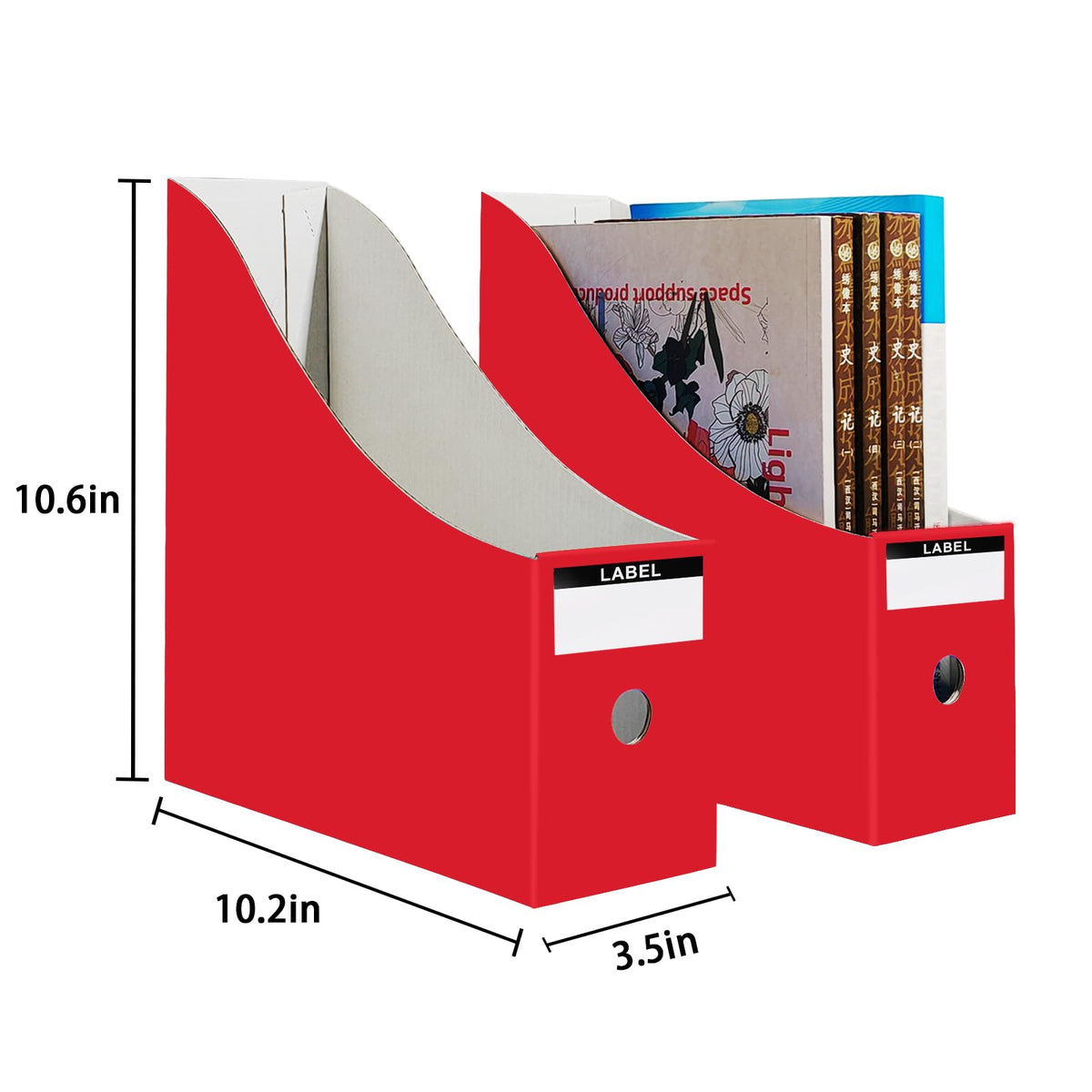 Limitliho 24 Pack Red Cardboard Magazine File Holder for Desk or Shelves