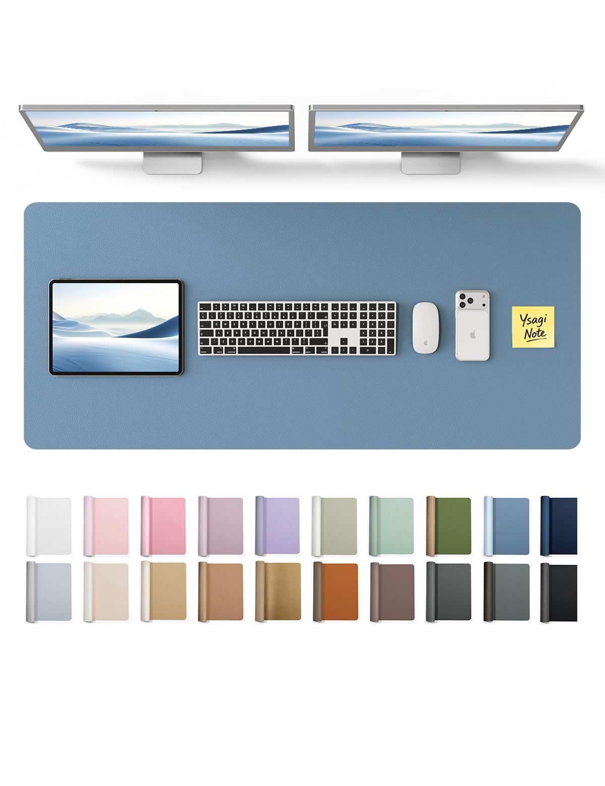 YSAGi Leather Desk Pad Protector, Office Desk Mat, Large Mouse Pad, Non-Slip PU Leather Desk
