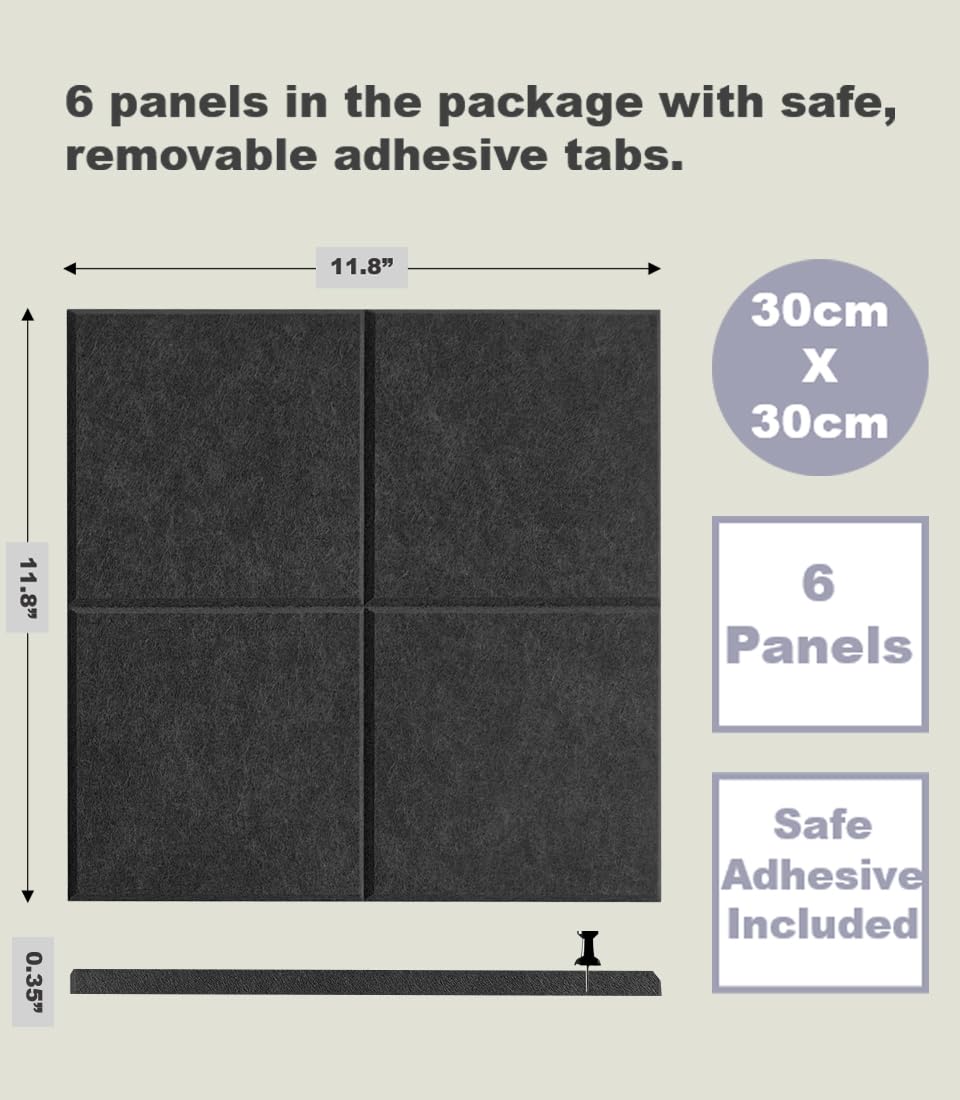 DECORITA Cork Board 24 x36 Alternative - 6 Pack Felt Wall Tiles with Safe Removable Adhesive Tabs