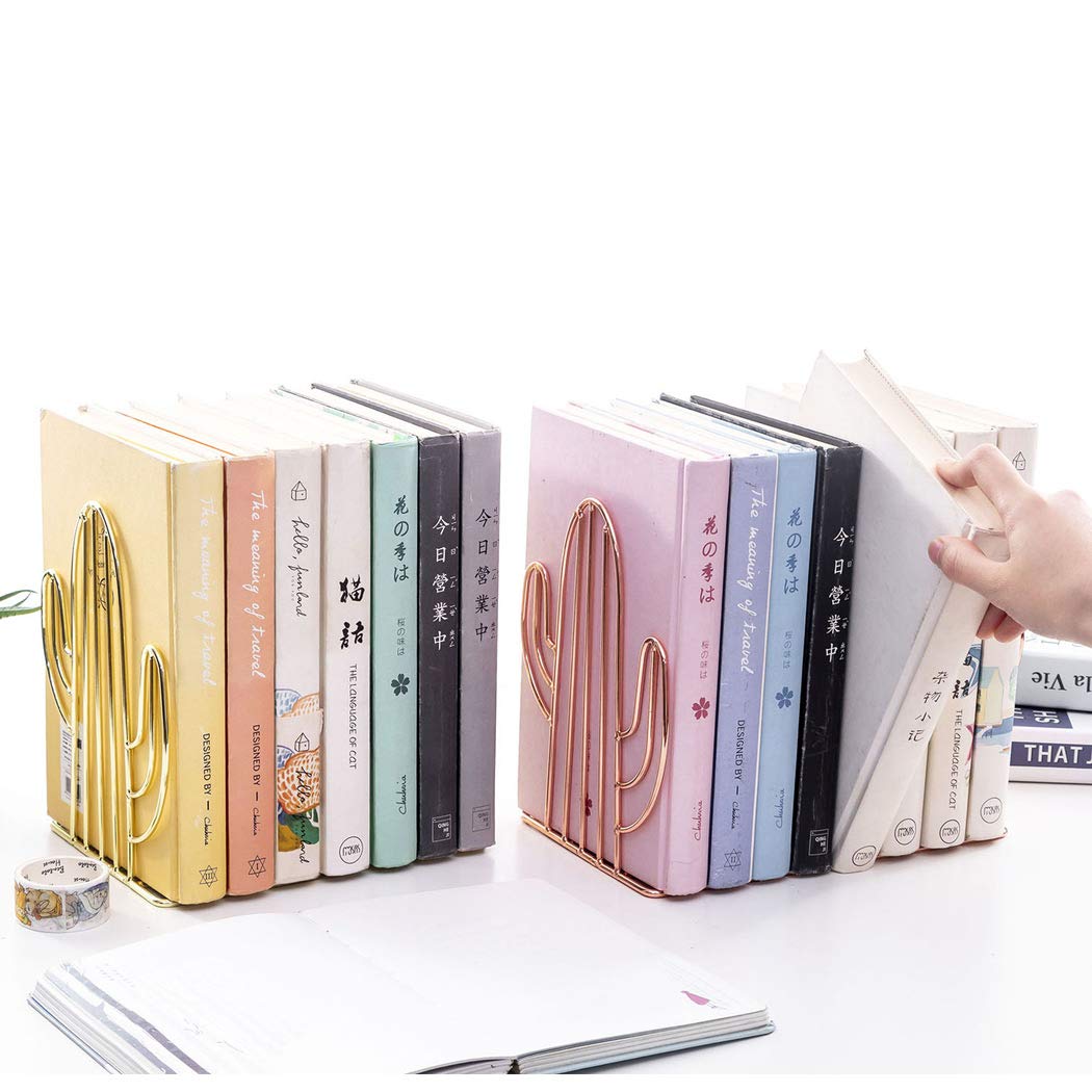 SIPLIV Creative Minimalist Style Bookends Metal Adjustable Books Holder Stand Book Rack Desk