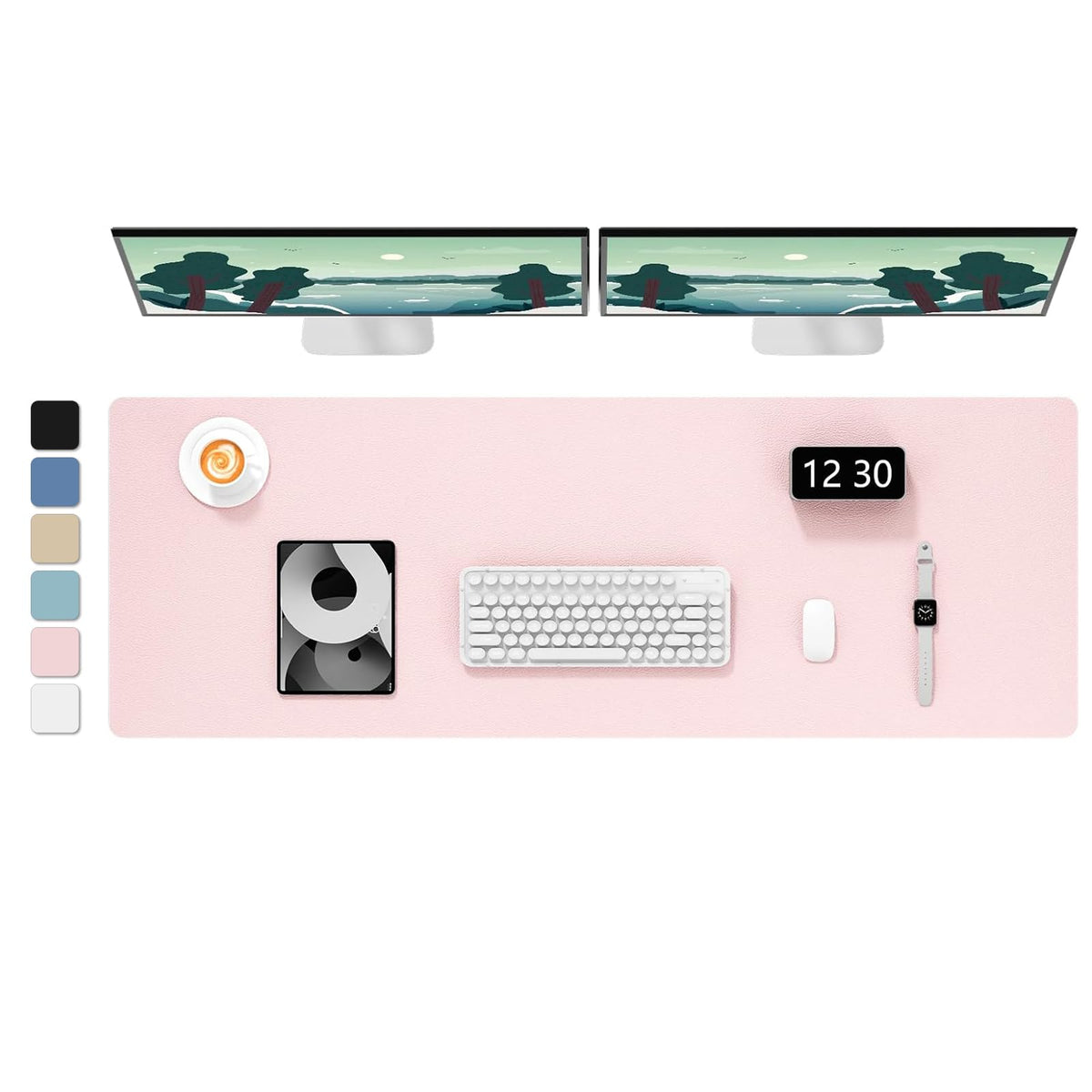 Hsurbtra Desk Pad, 48" x 17" PU Leather Desk Mat, XXXL Extended Mouse Pad, Waterproof Desktop