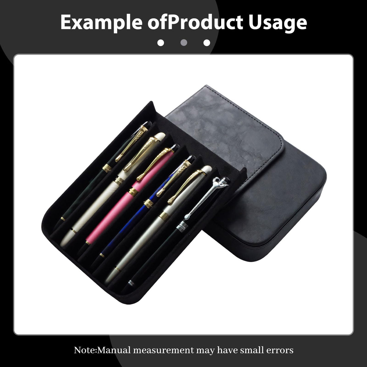 MIVLXLX 6 Slot Fountain Pen Case, Handmade Magnetic,Christmas Gift (black)