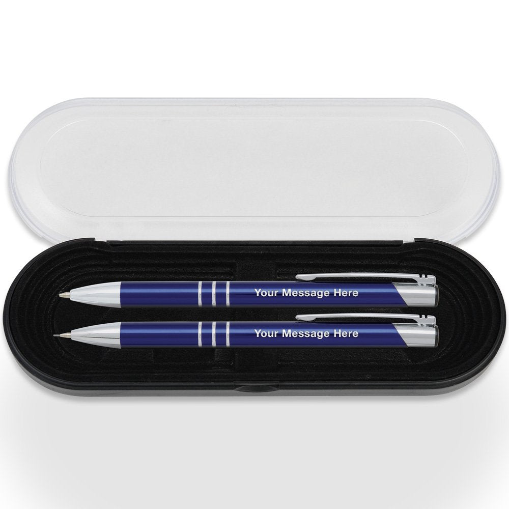 Imprints Online 2 Personalized Engraved Classic Metal Ballpoint Pen & Mechanical Pencil Gift Set.