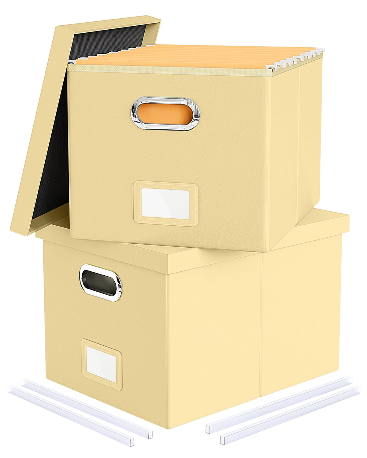 Oterri 2 Pack File Storage Organizer Box, Portable Document Box with Lid,Fit for Letter/Legal File
