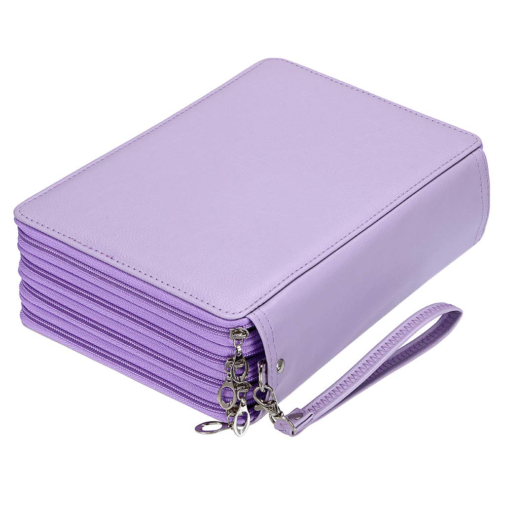 BTSKY 200 Slots Colored Pencil Organizer - Deluxe PU Leather Pencil Case