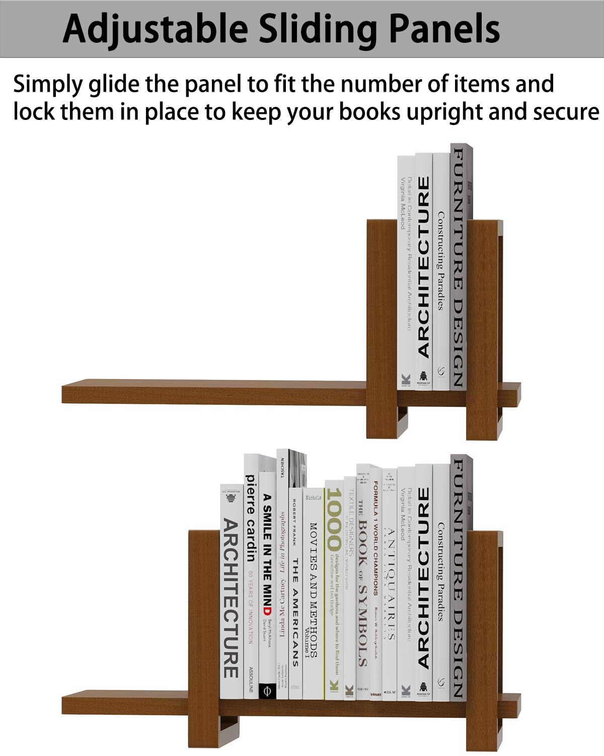 100% Solid Wood Adjustable Desktop Bookshelf, Retro Tabletop Bookshelf, Desk Shelf for Living Room