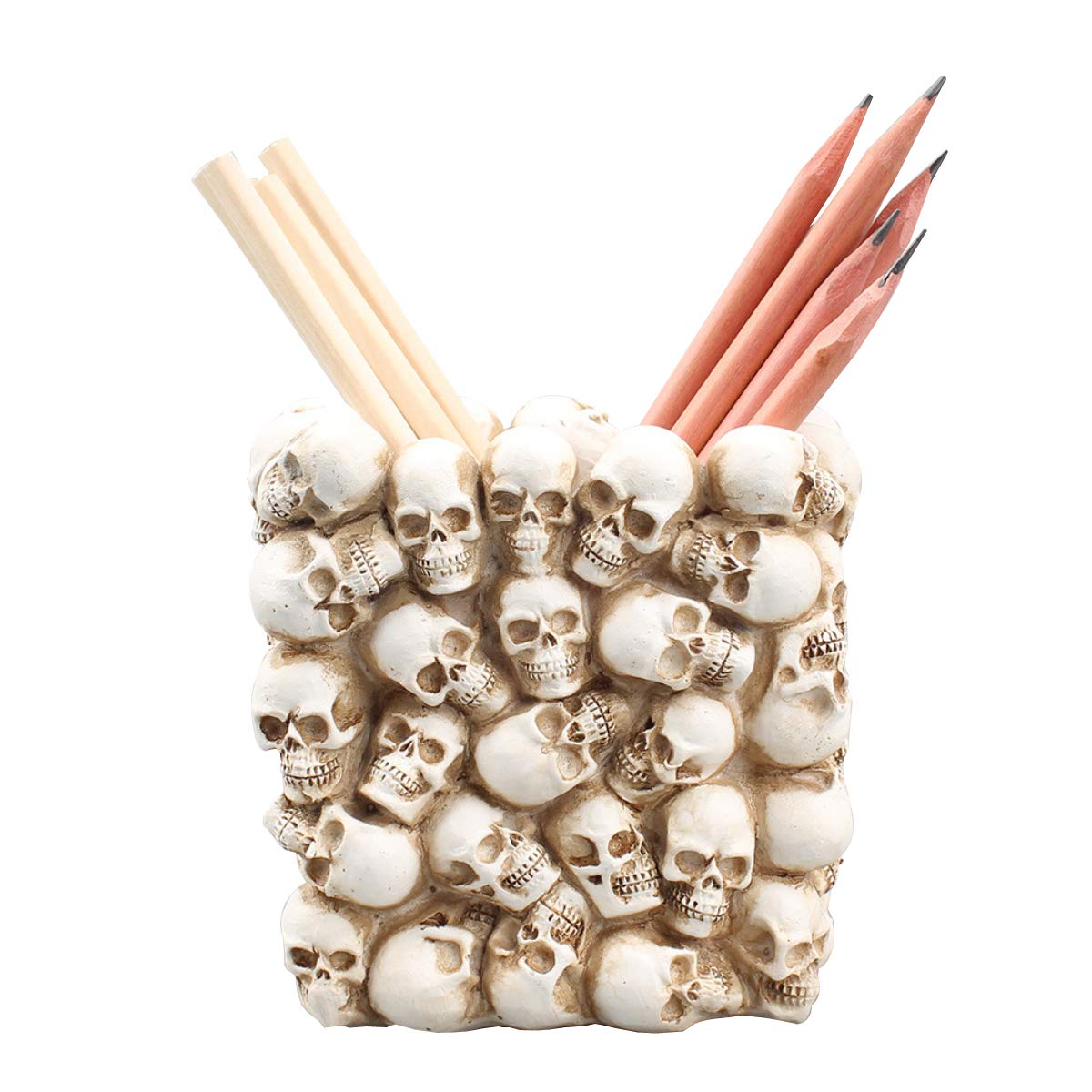 UnionKK Skull Pencil Holder - Skeleton Pen Storage Organizer for Office Desk, Makeup Brush Holder