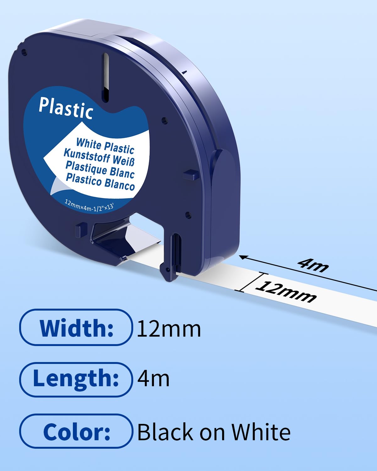 COLORTY 91331 Label Tape Replace for Dymo LetraTag Refills Plastic White