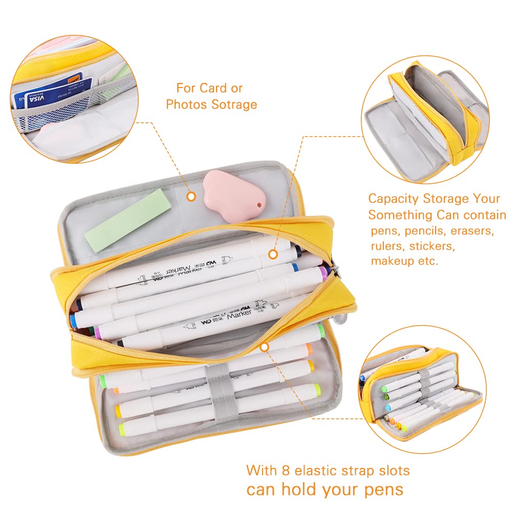 iSuperb Large Pencil Case 3 Compartments Pencil Pouch Big Capacity Pencil Bag for Kids Teen Girls