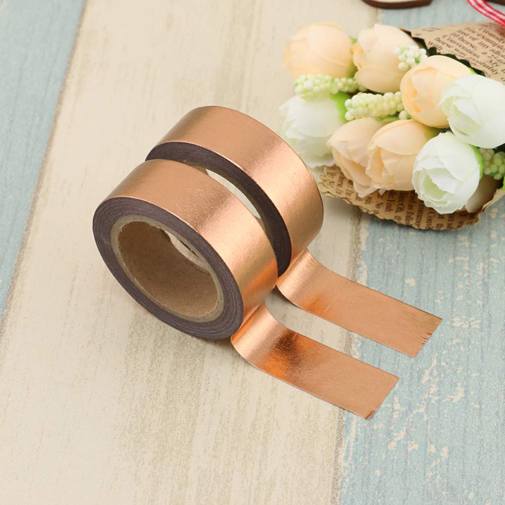 MEI YI TIAN 6 Rolls Solid Copper Gold Foil Washi Tape Set 15mmx10m Bronze Golden Stamping Paper