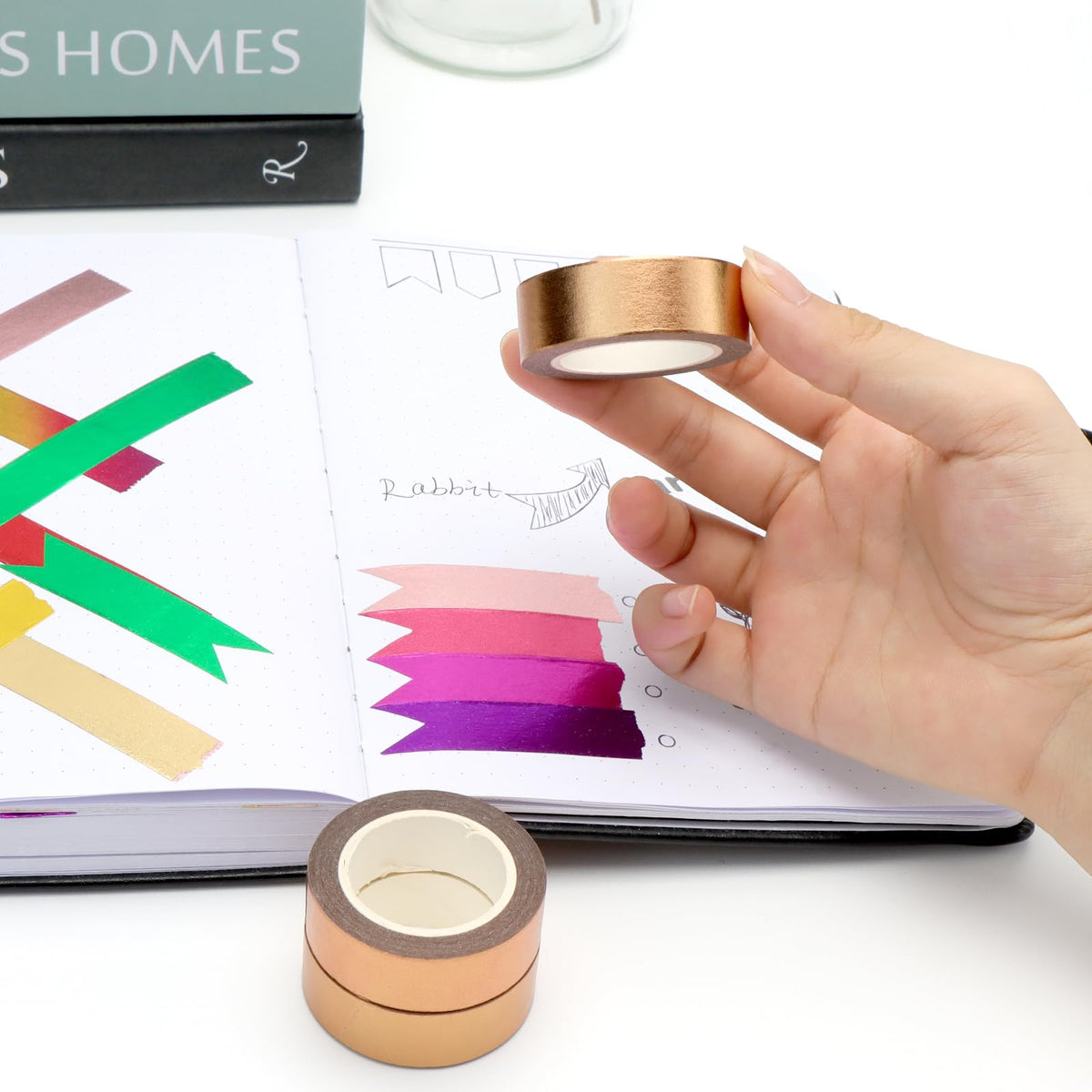 NatSumeBasics 3 Bronze Foil Washi Tape Metallic Masking Craft Tapes