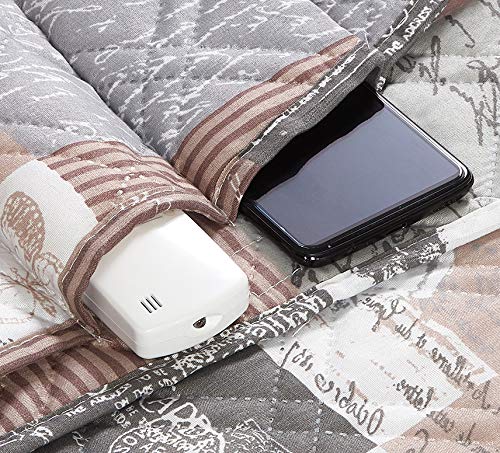 Brilliant Sunshine Latte Grey Toile Couch Armrest Cover, 35"×13"