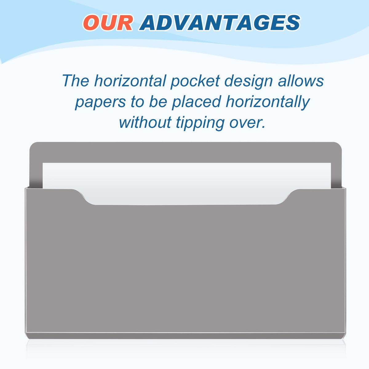 Fuutreo Magnetic Wall File Holder,6pcs,Achromatic Colors,Horizontal-large
