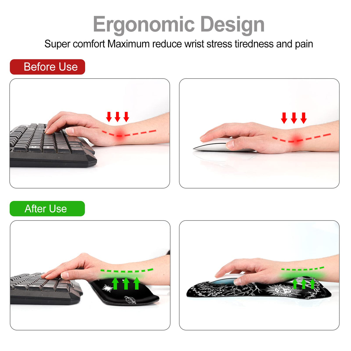 Keyboard Wrist Rest Mouse Pad Support, ToLuLu Gel Ergonomic Mouse Pads for Computer Laptop PC
