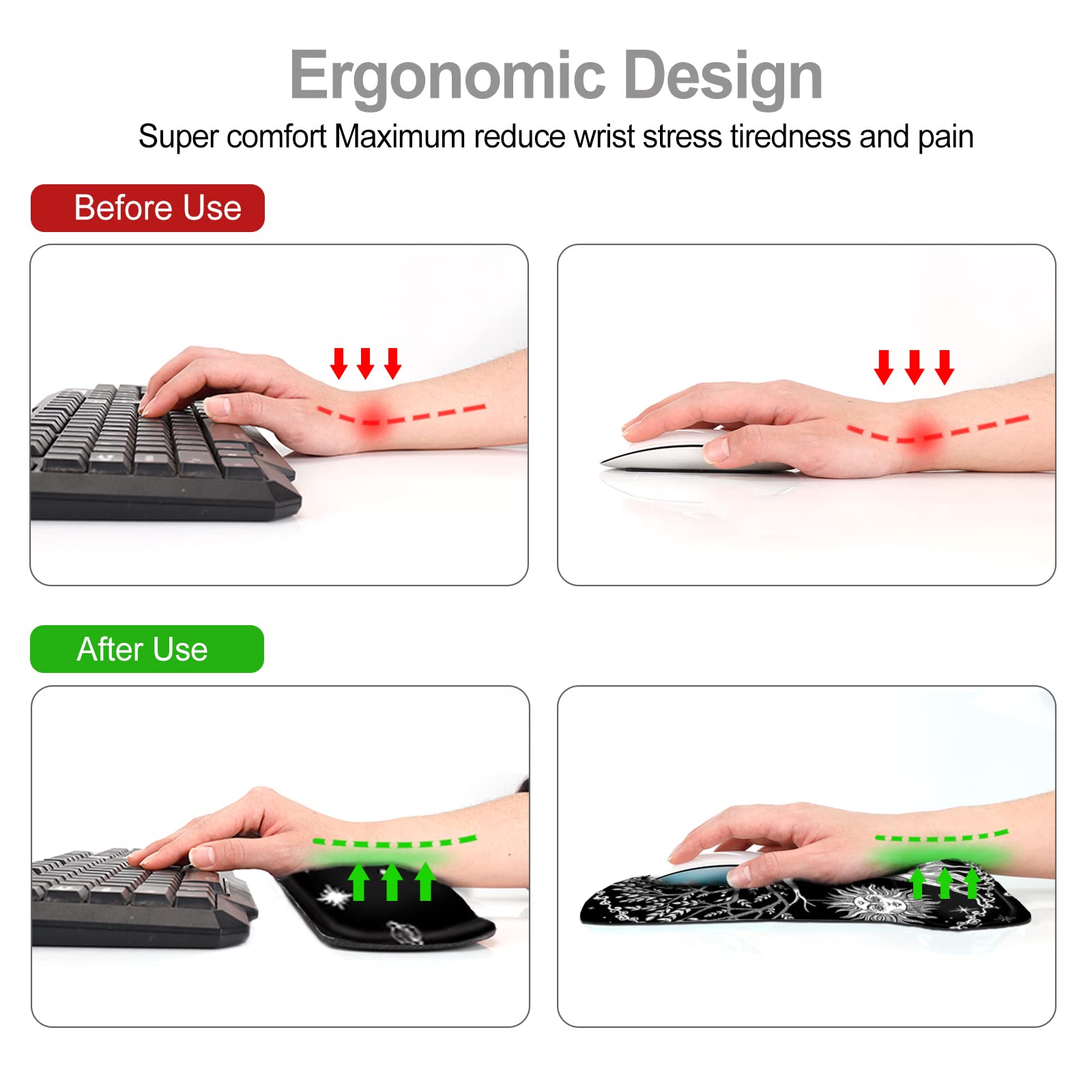 Keyboard Wrist Rest Mouse Pad Support, ToLuLu Gel Ergonomic Mouse Pads for Computer Laptop PC