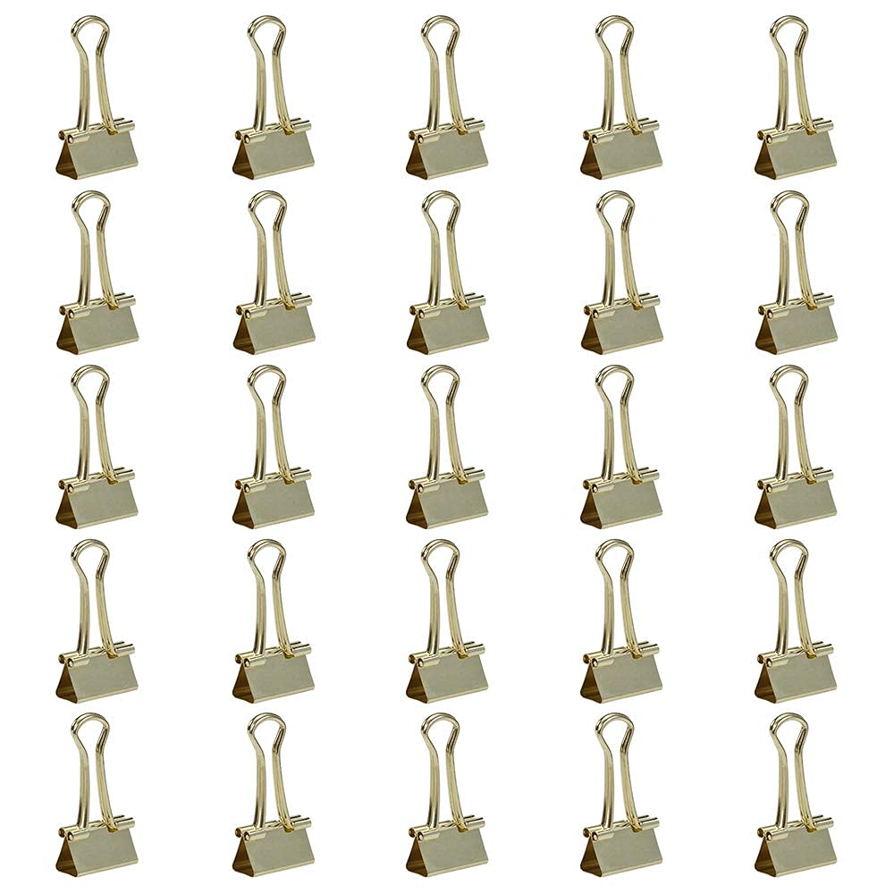 JAM PAPER Colorful Binder Clips - Small - 3/4 Inch (19 mm) - Gold Binderclips - 25/Pack