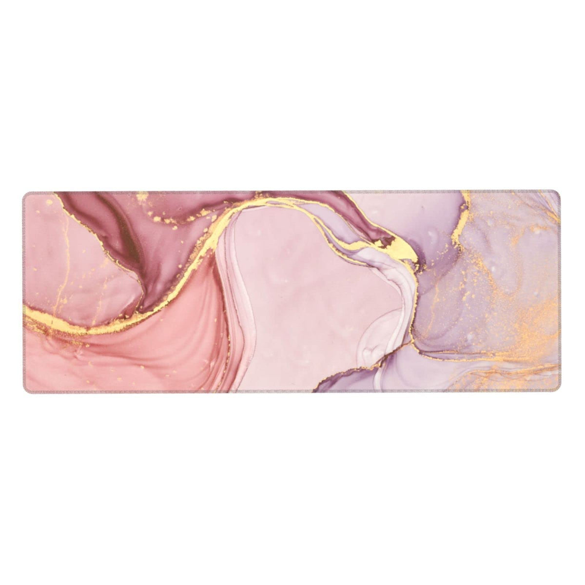 Rose Gold Marble Mouse Pad Abstract Pink Desk Mat 31.5x11.8 Inch Marbled Texture Non-Slip Rubber