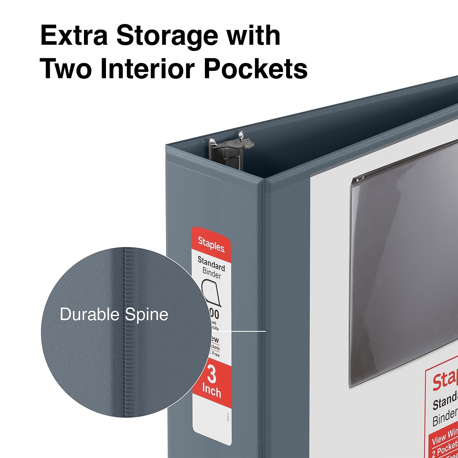 Staples 3-Inch 3-Ring View Binder, D-Ring, Gray
