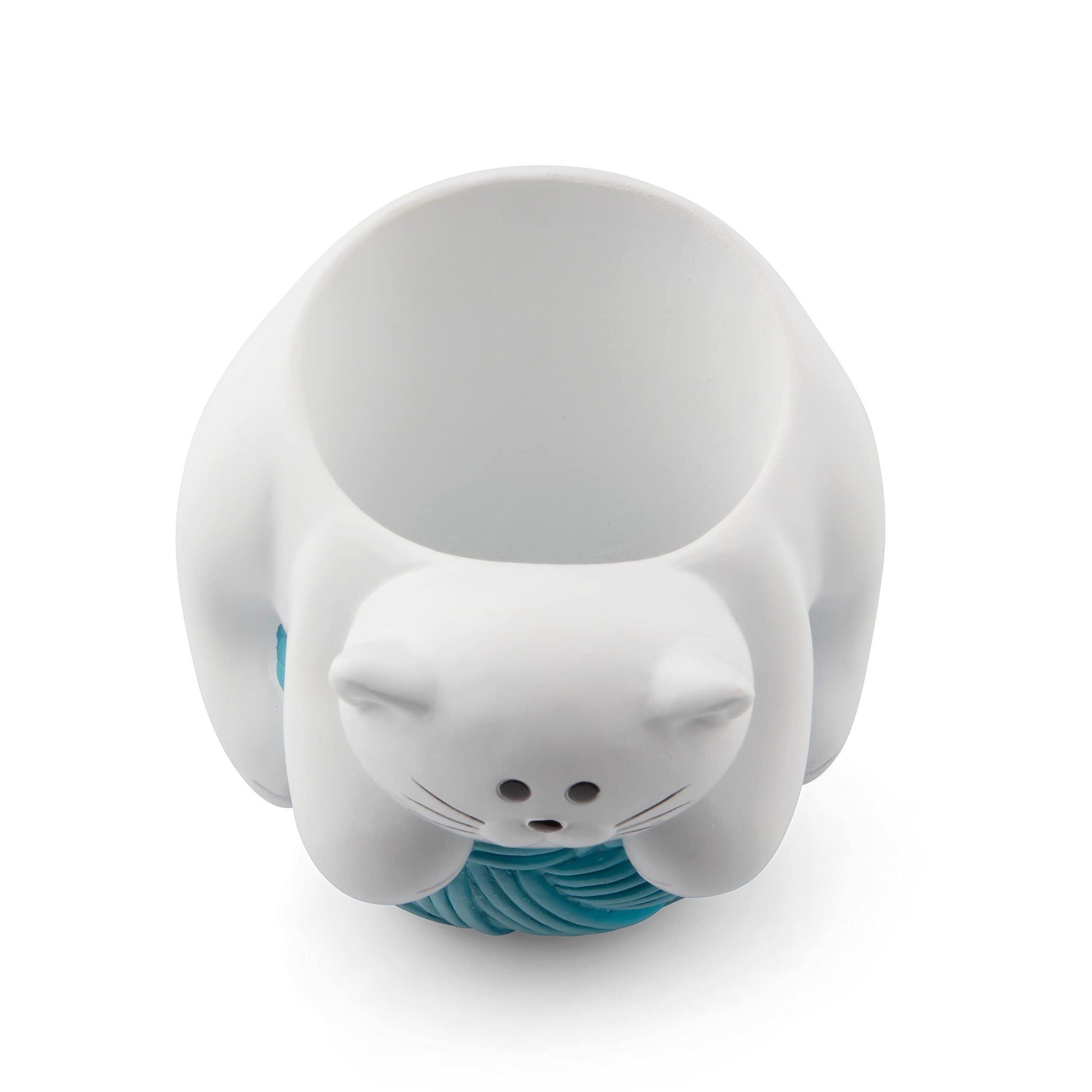 Chapman and Grand Relaxing Kitty Cat Pen Holder, White/Turquoise, Patented