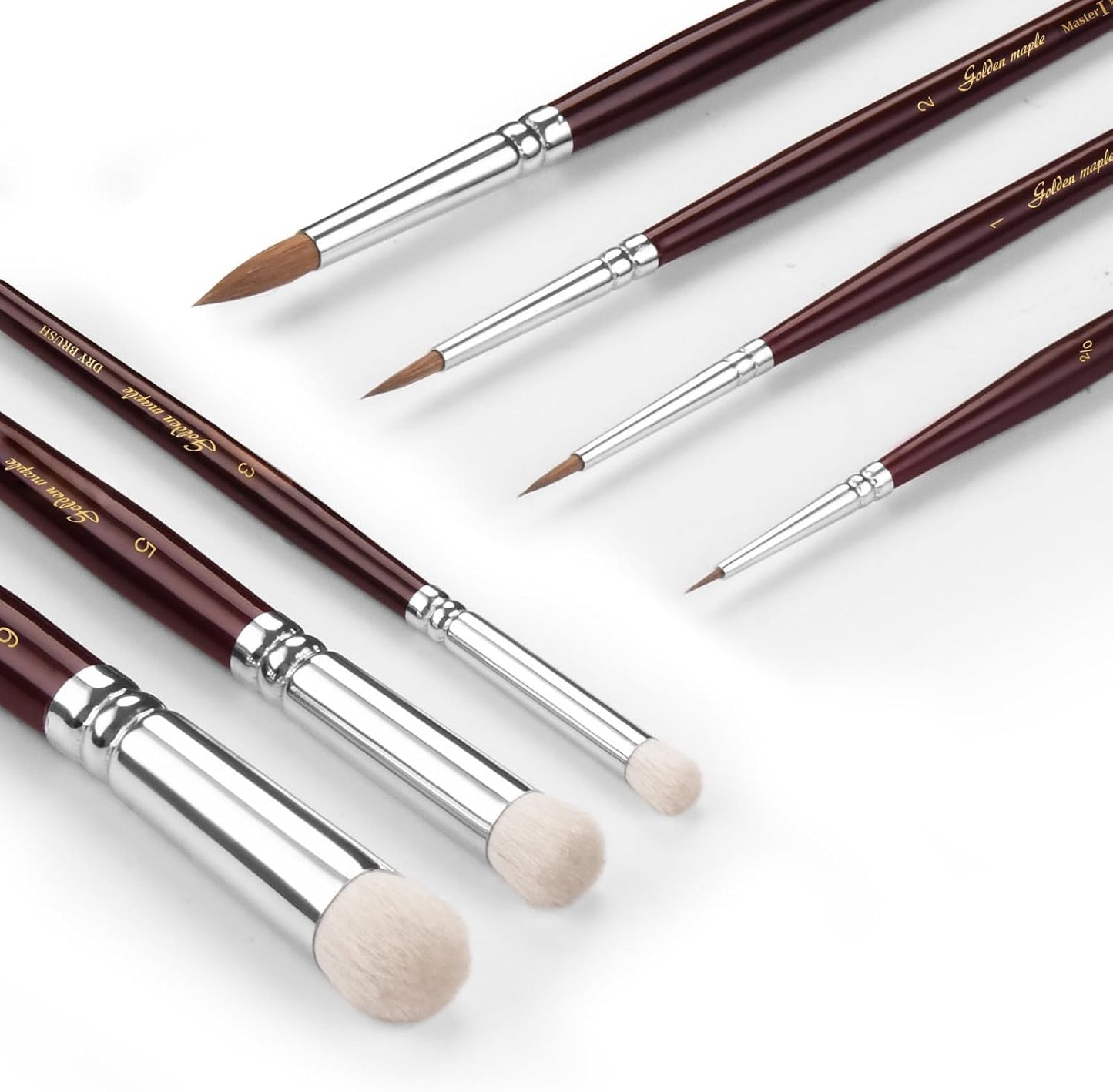 Kolinsky Sable Miniature Brushes Drybrushes for Miniature Set 7 pcs Paint Brushes for Miniature Oil