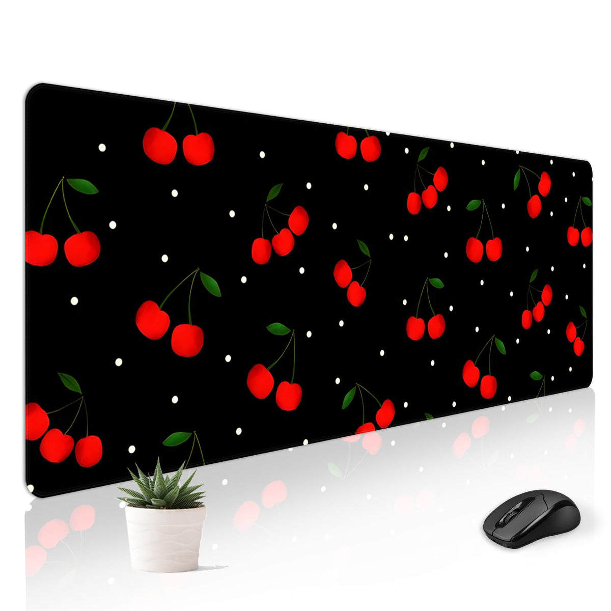 Stanoha Cute Desk Mat for Keyboard Desktop Extra Large Mouse Pad, Cherry