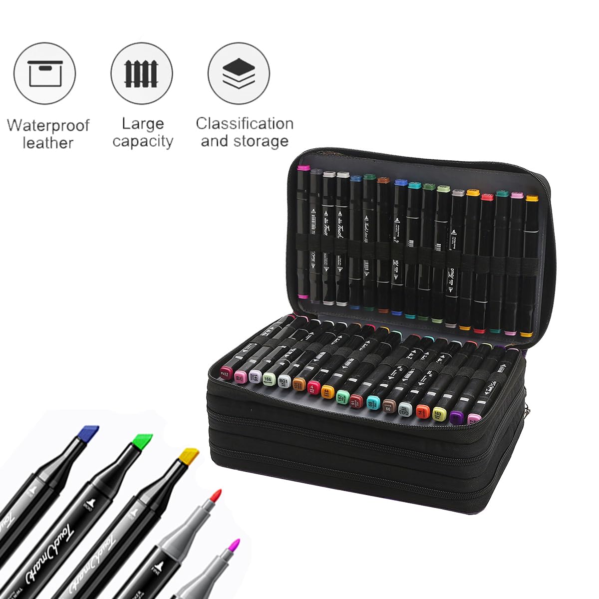 Lbxgap 102 Slots Marker Pen Organizer Case w/Handle