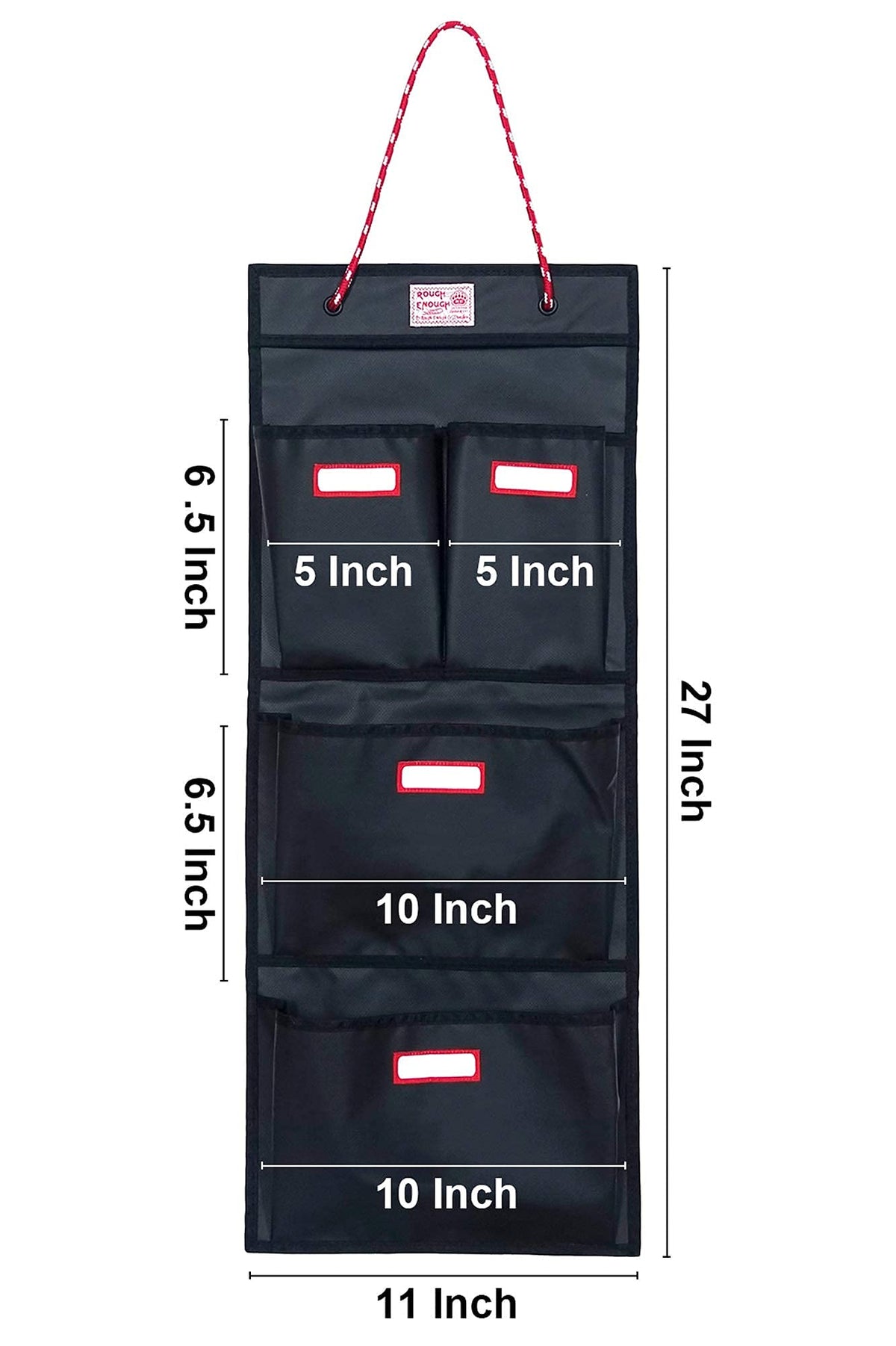 Rough Enough Locker Organizer, 4 Pockets Hanging for Gym Work Wall, Black
