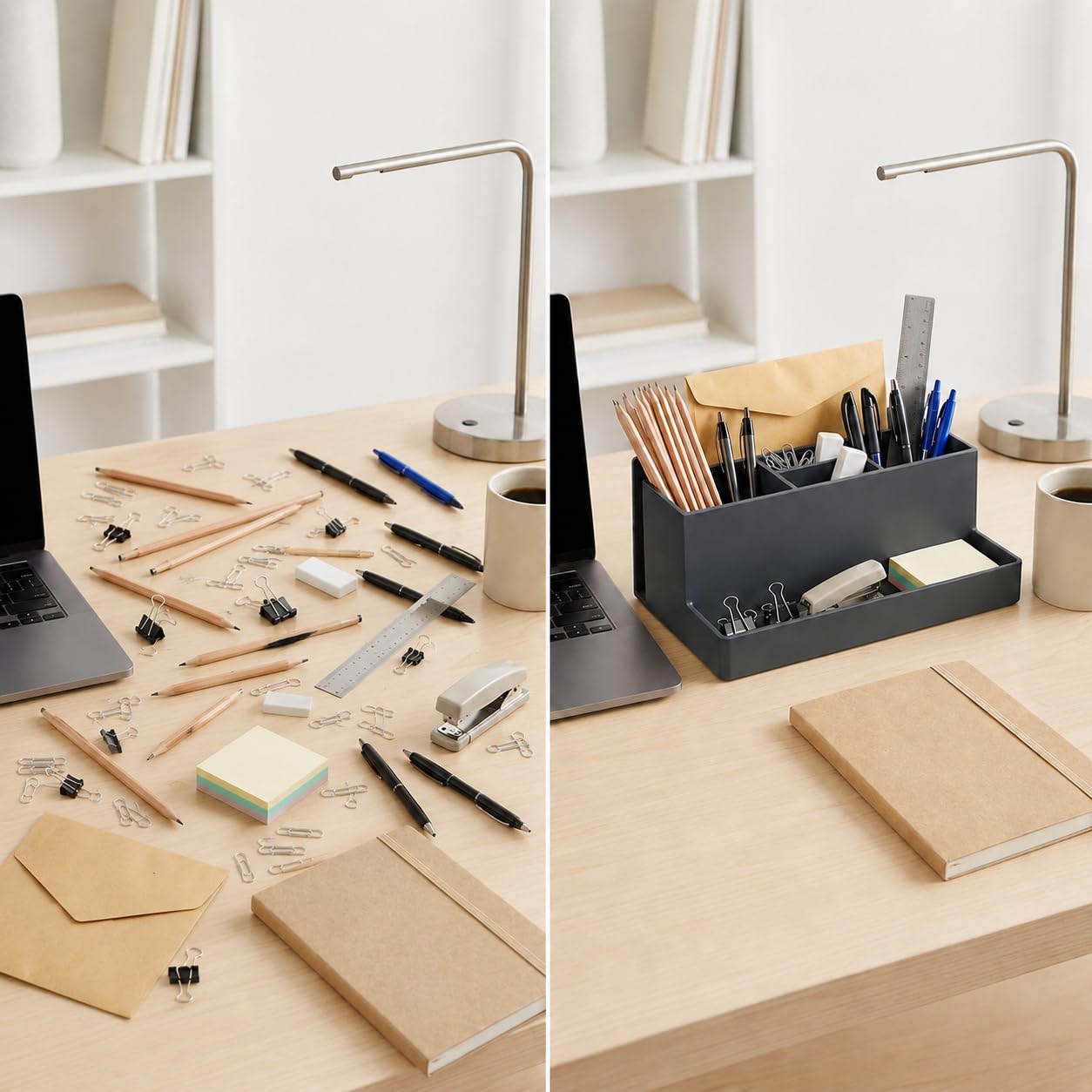 Acrimet Desktop Organizer - Multi Organizer Caddy Holder for Office, Home and School use (Plastic)