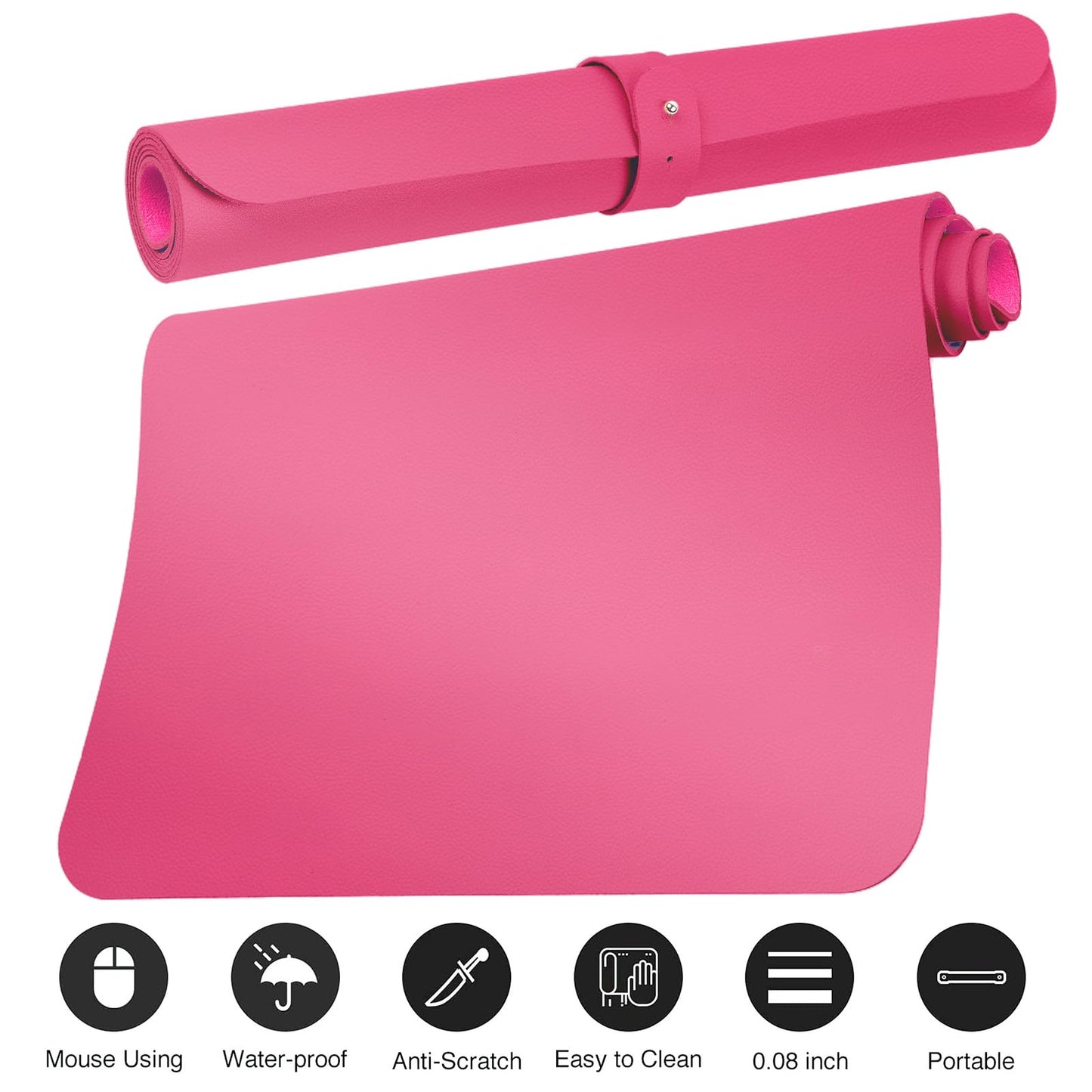 Boutilon Leather Desk Pad Protector,Non-Slip Mouse Pad,Laptop Desk Pad,Office Mouse Mat,Waterproof