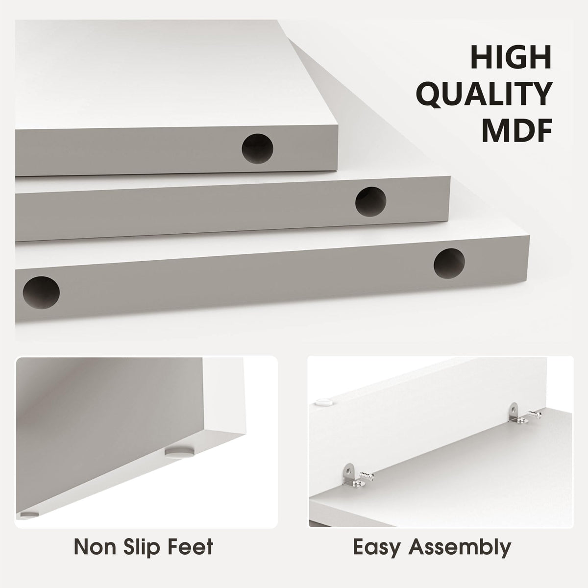 FITUEYES Wooden Monitor Stand Riser, 2-Tier Desk Storage Shelf, White