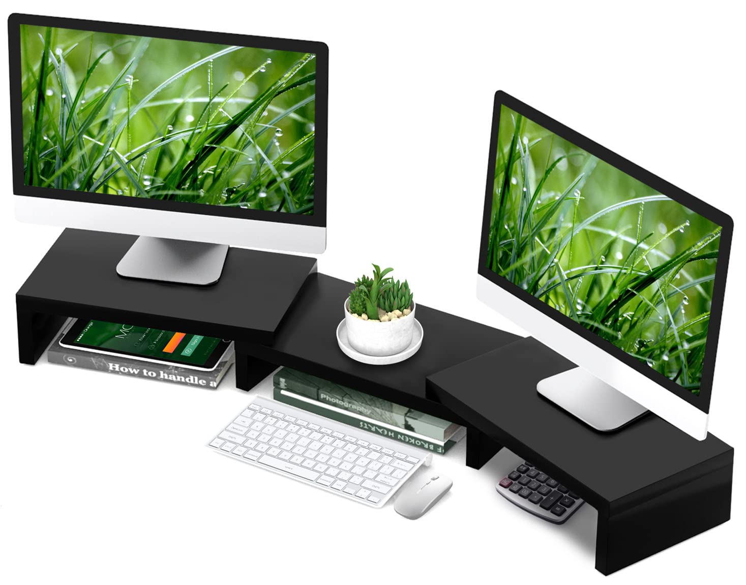 TAVR Monitor Stand Riser, Office Desktop Organizer Stand for 2 Monitors