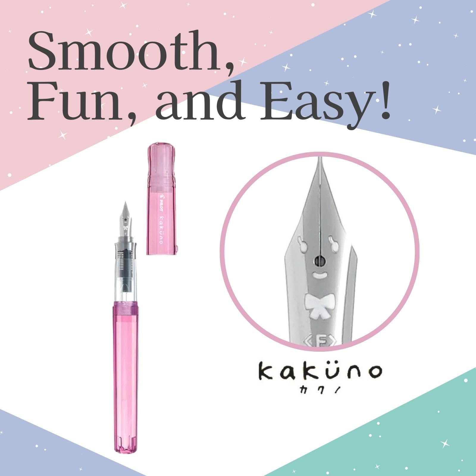 Someie Fountain Pen Set CON-40 Converter & Kakuno Fine Nib with Black Ink Cartridge & Sticky Notes
