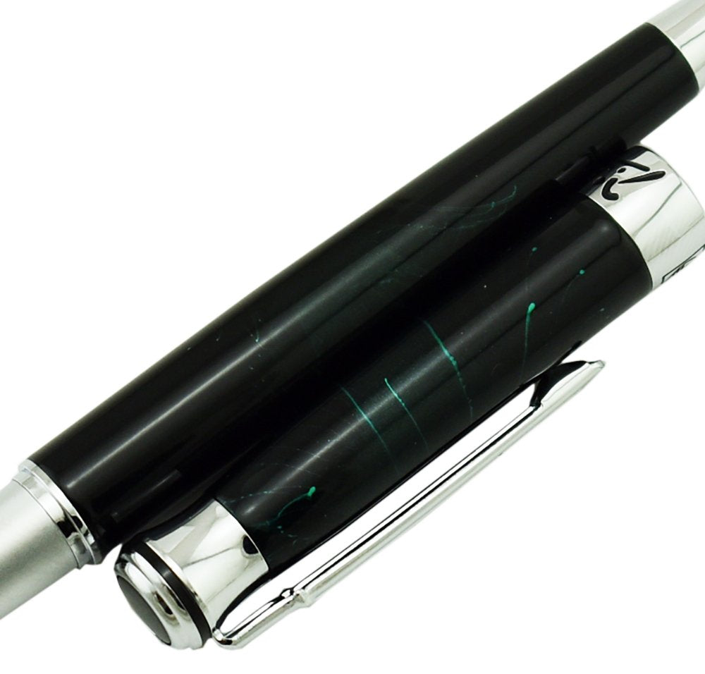 Lanxivi Picasso 903 Fountain Pen Green Marble Fine Nib Sweden Flower King with Pen Box Set