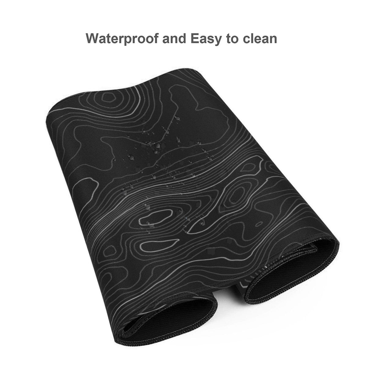 48x24 Inch Topographic Gaming Mouse Pad XXXXL,Extended Full Desk Mat Black