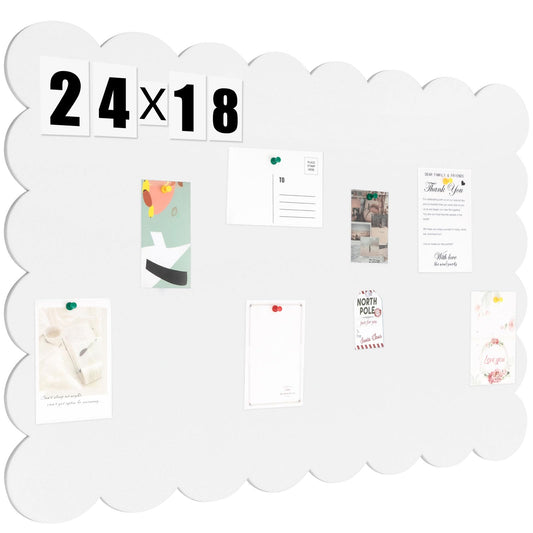 Mooliwe Scalloped Felt Bulletin Cork Board Foldable White 24 * 18 Inch