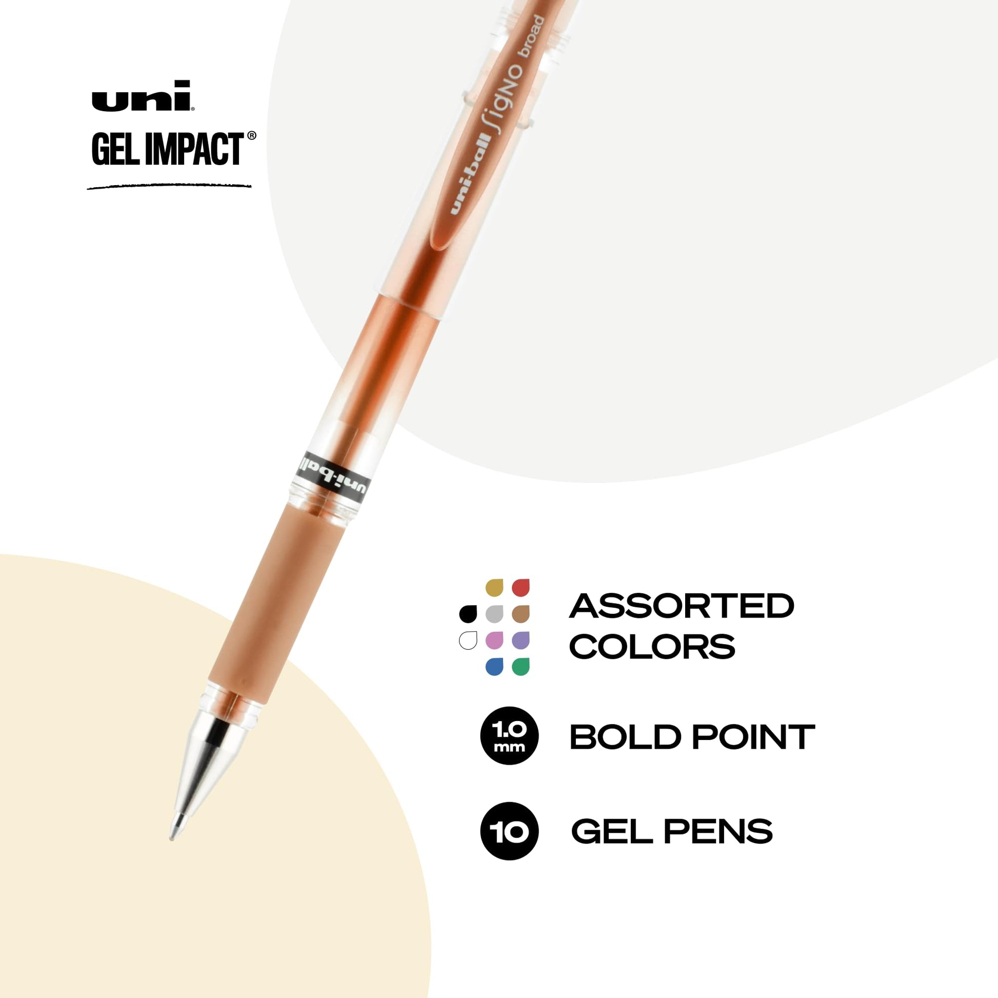uniball™ Signo Gel Impact Pen Set, Bold (1.0mm), Assorted Ink, 10 Pack