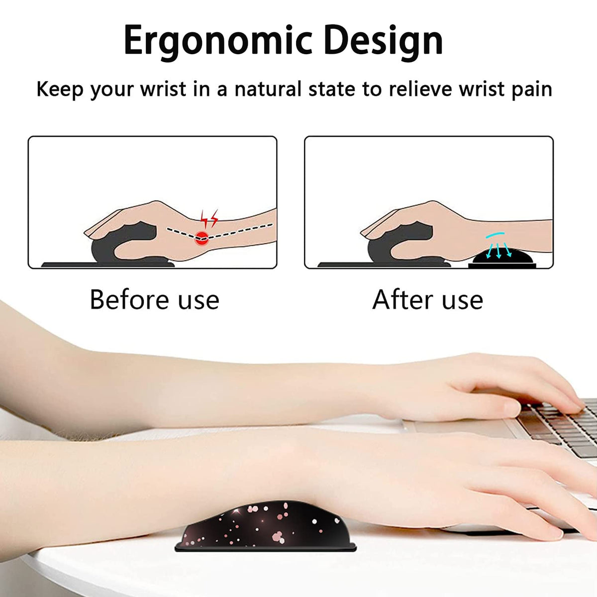 Large Mouse Pad, Extended Office Desk Pad 31.5x11.8in, Ergonomic Memory Foam Mouse Wrist Rest
