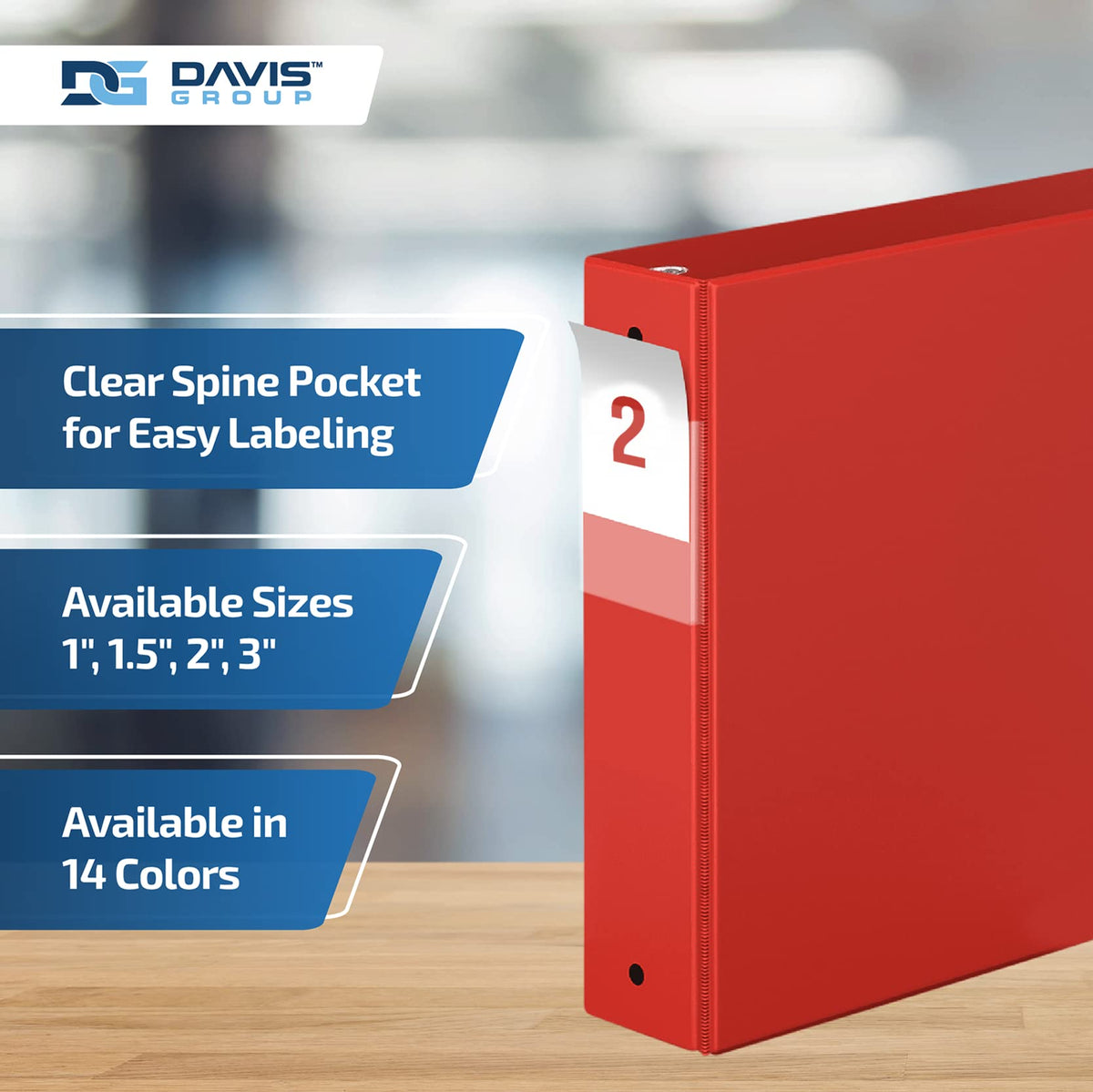 Premium Economy 3-Ring Binder, Spine Label, 2" Round Rings, Red, 6 Pack