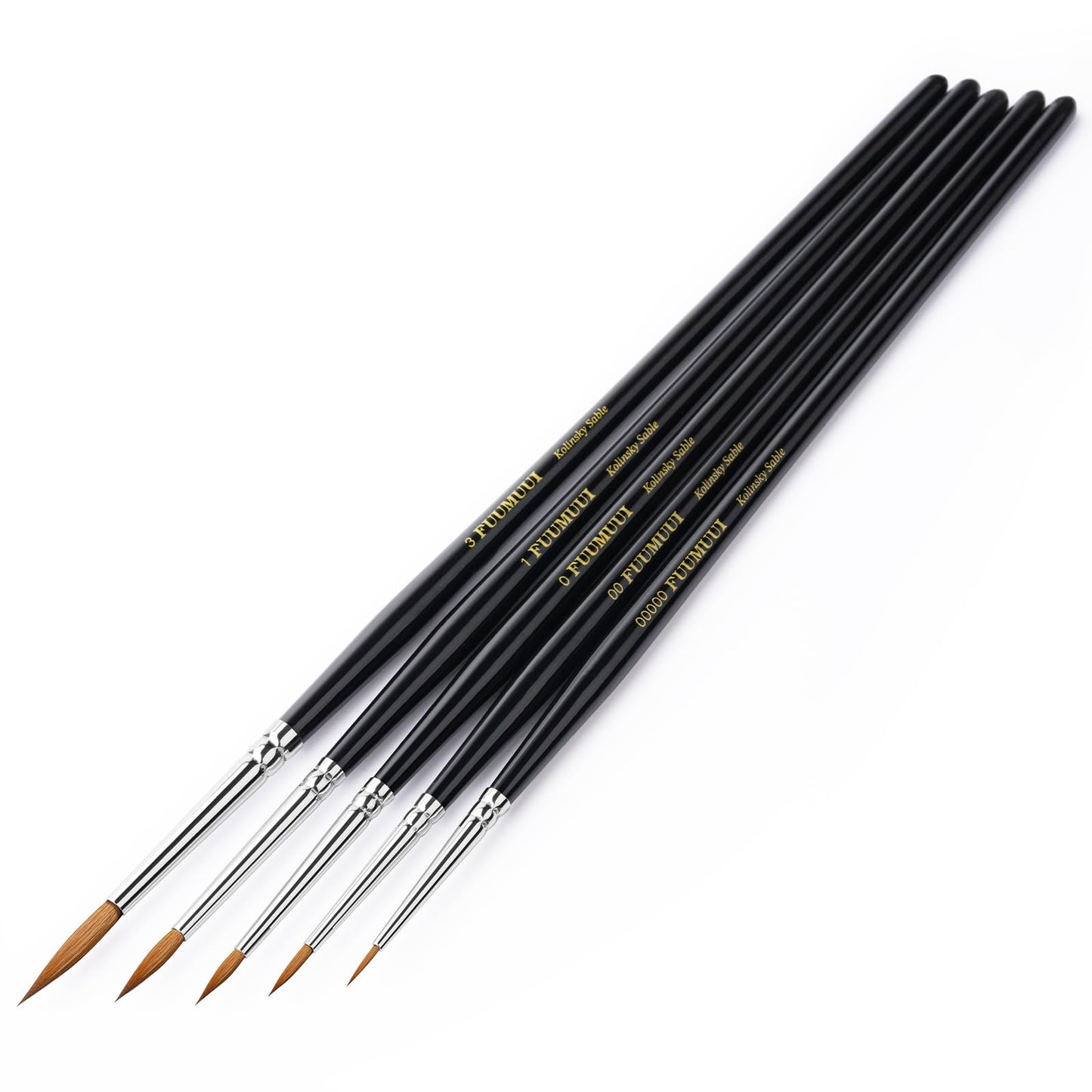 Kolinsky Sable Miniature Watercolor Brushes, Fuumuui 5pcs Professional Small Detail Paint Brushes
