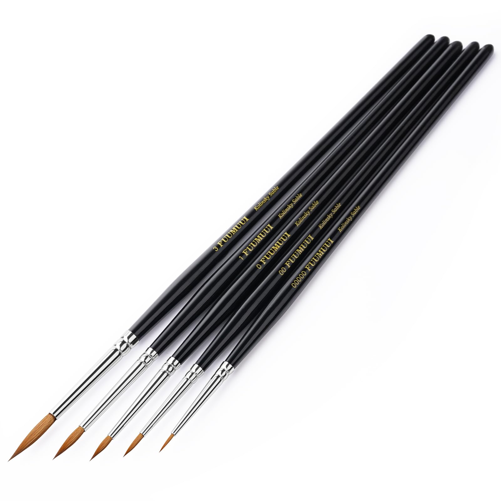 Kolinsky Sable Miniature Watercolor Brushes, Fuumuui 5pcs Professional Small Detail Paint Brushes