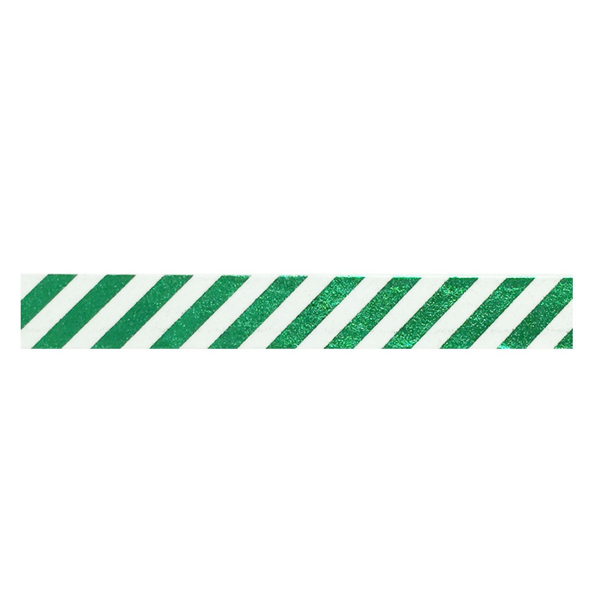 Wrapables Colorful Washi Masking Tape, Metallic Diagonal Green Stripes