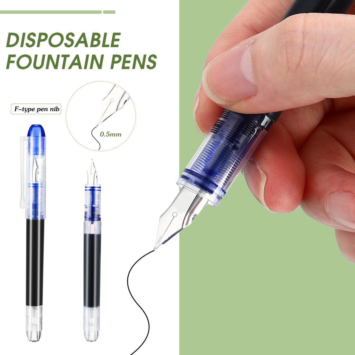 Crtiin 36 Pcs Disposable Fountain Pen Bulk, Calligraphy Pens Quick Drying Ink Fine Point, Back to