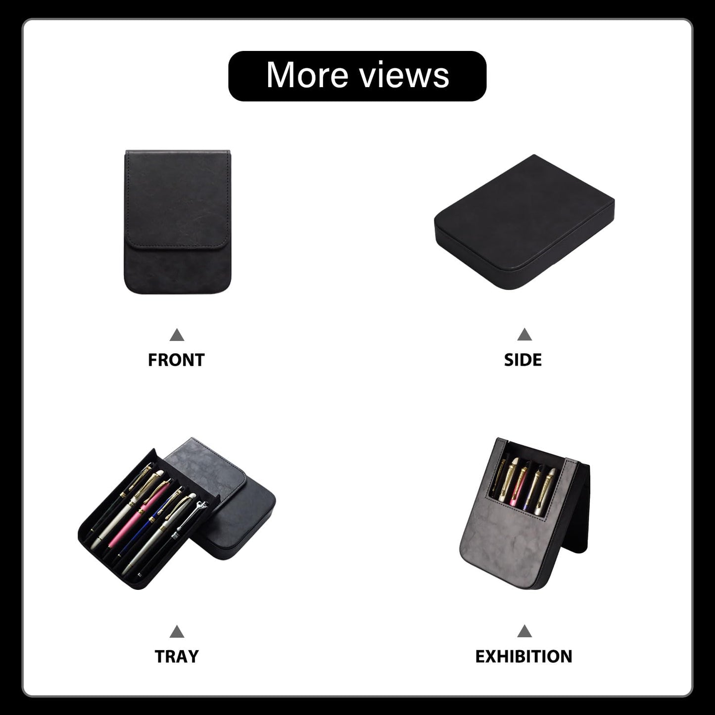 MIVLXLX 6 Slot Fountain Pen Case, Handmade Magnetic,Christmas Gift (black)